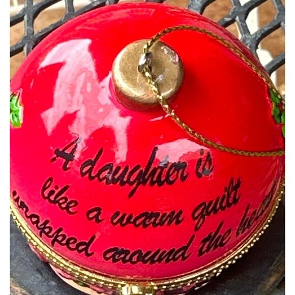 Collections Etc. Holiday Sentiment Trinket Red Ornament Daughter Theme 2.5" - Picture 4 of 14